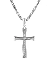 Bulova Men's Icon Damascus Steel Pendant Necklace in Sterling Silver, 24" + 2" extender