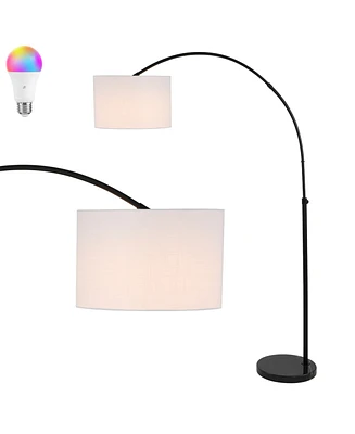 Collier 70" Industrial Vintage-inspired Head-and-Height-Adjustable Iron Led Arc Floor Lamp with Smart Bulb