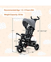 Costway Toddler 4-in-1 Tricycle Trike w/ Convertible Seat