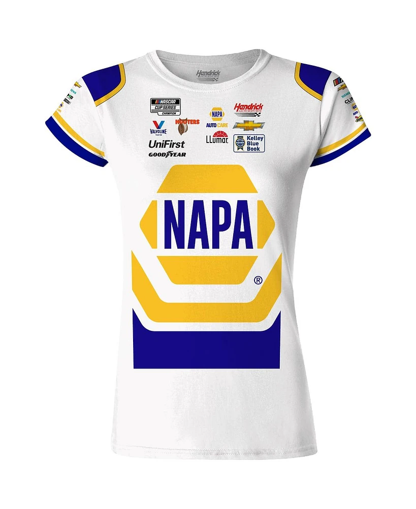 Women's Hendrick Motorsports Team Collection White Chase Elliott Napa Sublimated Team Uniform T-shirt
