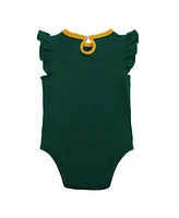 Newborn and Infant Boys Girls Green, Gold Oakland Athletics Three-Piece Love of Baseball Bib Bodysuit Booties Set