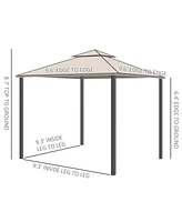 Outsunny 9.6' x Patio Gazebo, Outdoor Canopy Shelter, Taupe