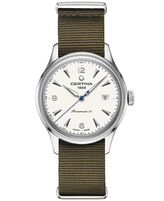 Certina Men's Swiss Automatic Ds Green Synthetic Strap Watch 41mm
