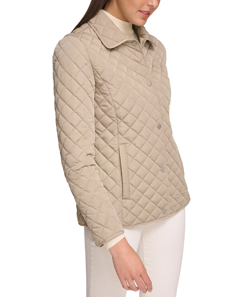 Calvin Klein Womens Collared Quilted Coat