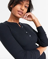 On 34th Women's Ribbed Long-Sleeve Henley Top