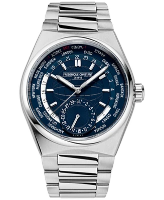 Frederique Constant Men's Swiss Automatic Highlife Worldtimer Manufacture Stainless Steel Bracelet Watch 41mm