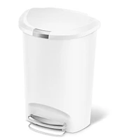 simplehuman 13 Gallon Plastic Semi-Round Step Kitchen Trash Can with Soft-Close Locking Lid