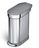 simplehuman 45 Liter Slim Kitchen Trash Can with Liner Pocket, Stainless Steel with Grey Plastic Lid
