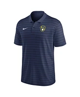 Men's Nike Navy Milwaukee Brewers Authentic Collection Victory Striped Performance Polo Shirt