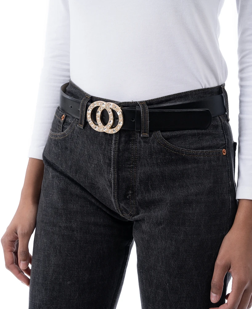 I.n.c. International Concepts Double-Circle Rhinestone Belt, Created for Macy's