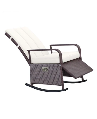 Outsunny Pe Rat Rocking Recliner with Footrest