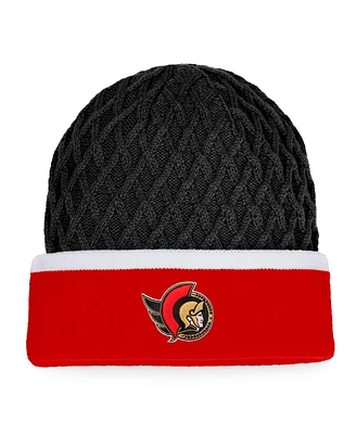 Men's Fanatics Red, Black Ottawa Senators Iconic Striped Cuffed Knit Hat