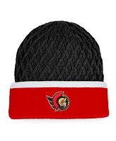Men's Fanatics Red, Black Ottawa Senators Iconic Striped Cuffed Knit Hat