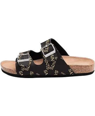 Women's Foco New Orleans Saints Mini Print Double-Buckle Sandals