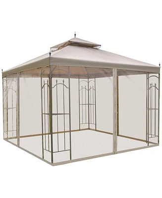 Outsunny Decorative Outdoor Gazebo with Corner Shelves