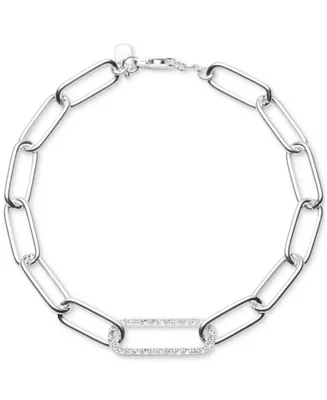 Lauren Ralph Lauren Crystal Pave Open Link Chain Bracelet in Sterling Silver