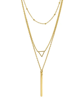 Adornia 15-17" Adjustable 14K Gold Plated Layered Pendant Necklace Set