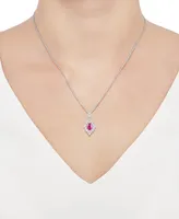 Sapphire (1 ct. t.w.) and Diamond (1/5 ct. t.w.) Pendant Necklace in 14k White Gold (Also Available in Ruby)