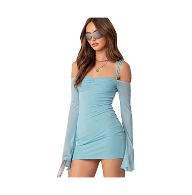 Women's Ariel Off Shoulder Mesh Mini Dress