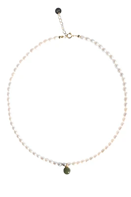 Belle — Pearl and green jade choker