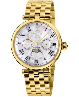 GV2 by Gevril Women's Florence Swiss Quartz Gold-Tone Stainless Steel Watch 36mm
