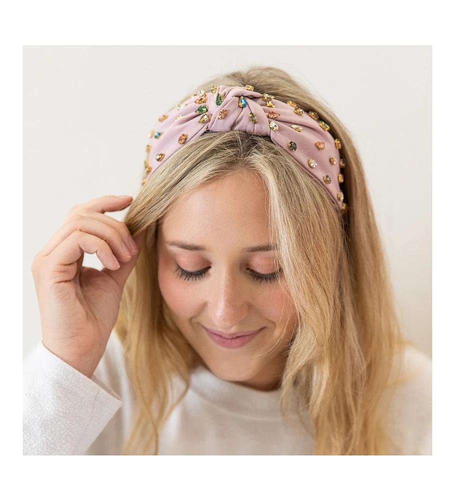 Women's Traditional Knot Headband - Light Pink Gem