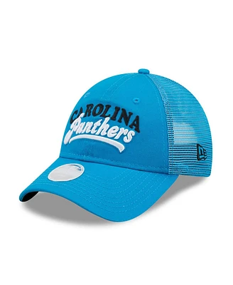 Women's New Era Blue Carolina Panthers Team Trucker 9FORTY Snapback Hat