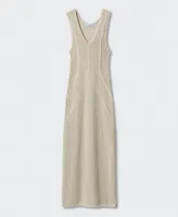 Mango Women's Slits Detail Openwork Knit Dress