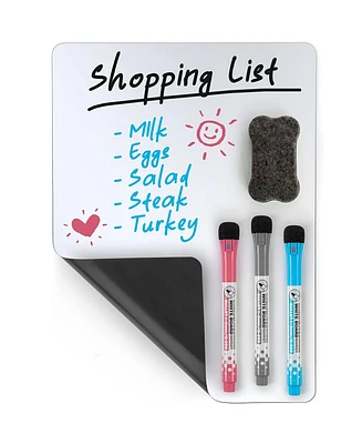 Zulay Kitchen Mini Magnetic Whiteboard Sheet with 3 Colored Markers and Eraser