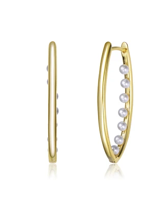 14K Gold Plated Pearl Hoop Earrings