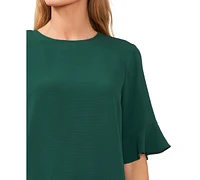 CeCe Women's Ruffled-Cuff 3/4-Sleeve Crew Neck Blouse