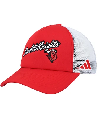 Men's adidas Scarlet Rutgers Scarlet Knights Script Trucker Snapback Hat