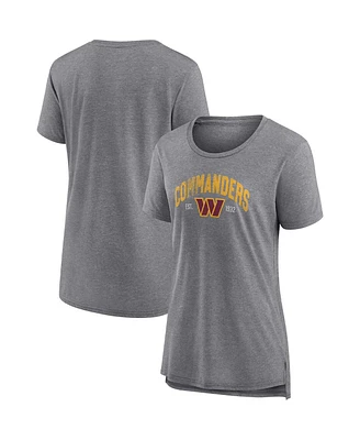 Women's Fanatics Heathered Gray Washington Commanders Drop Back Modern T-shirt