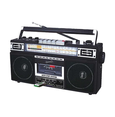 Supersonic Retro 4-Band Radio and Cassette Player with Bluetooth - Black