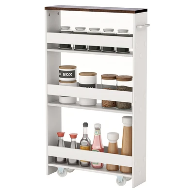 Costway Rolling Kitchen Slim Storage Cart Mobile Shelving Organizer w/ Handle