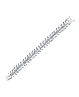 Bling Jewelry Cubic Zirconia 2 Row Marquise Shape Cz 40 Ctw Clear Wide Statement Leaf Tennis Bracelet 7.25 Inch