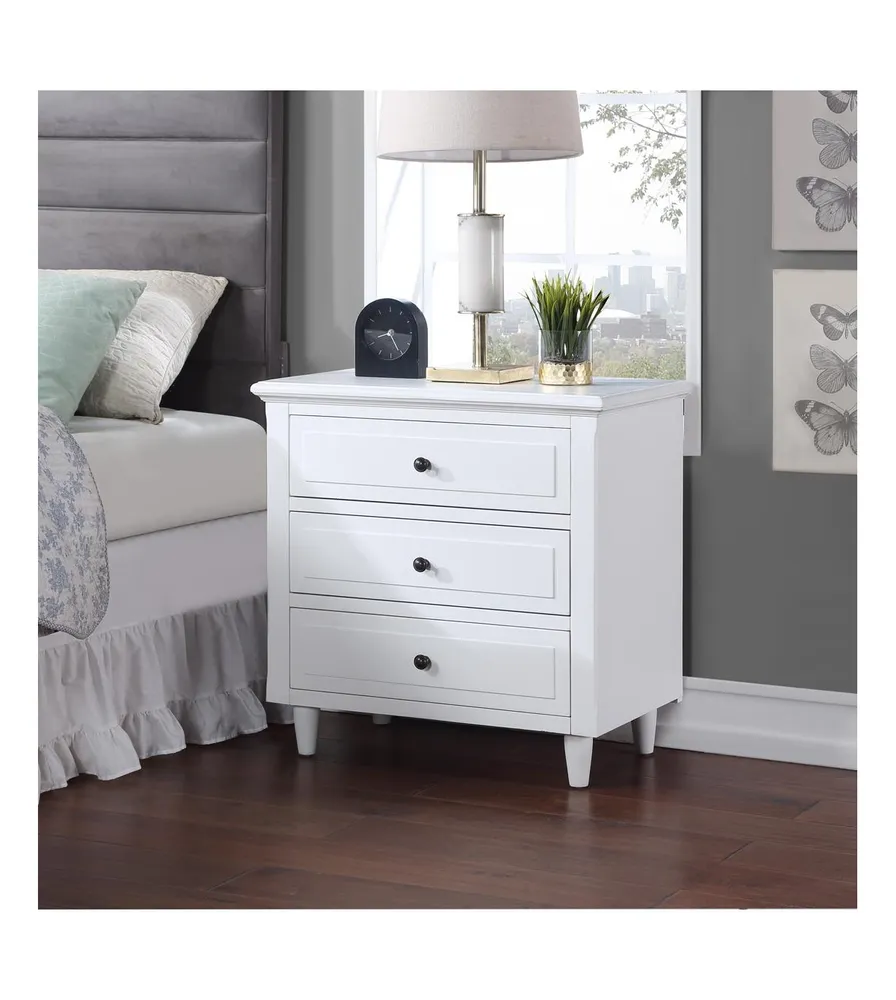 3-Drawer Nightstand Storage Wood Cabinet