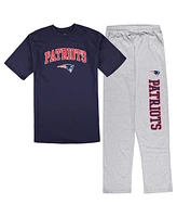 Men's Concepts Sport Navy, Heather Gray New England Patriots Big and Tall T-shirt Pajama Pants Sleep Set