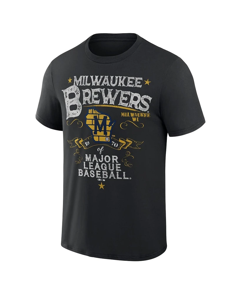 Men's Darius Rucker Collection by Fanatics Black Milwaukee Brewers Beach Splatter T-shirt