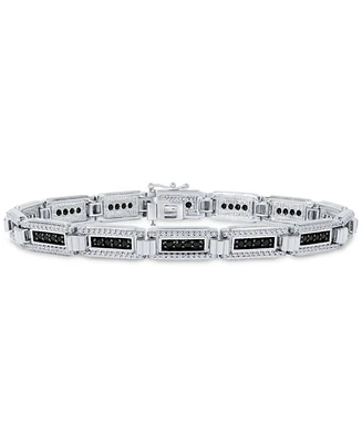 Men's Black & White Diamond Statement Bracelet (3 ct. t.w.) in Sterling Silver