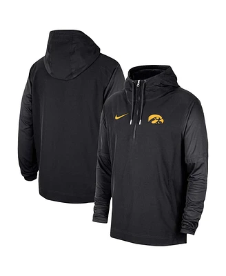 Men's Nike Black Iowa Hawkeyes 2023 Coach Half-Zip Hooded Jacket