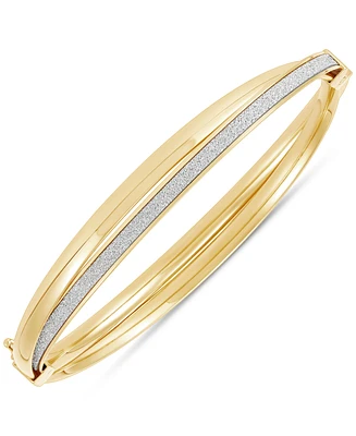 Italian Gold Glitter Crossover Bangle Bracelet in 10k Gold