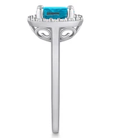Macy's Blue Topaz (2-3/4 ct. t.w.) and Diamond (1/4 Halo Ring 14K White Gold