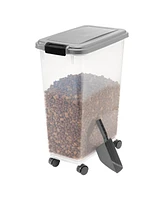 Iris 35lbs/47qt Airtight Pet Food Container with Casters and Scoop, Chrome