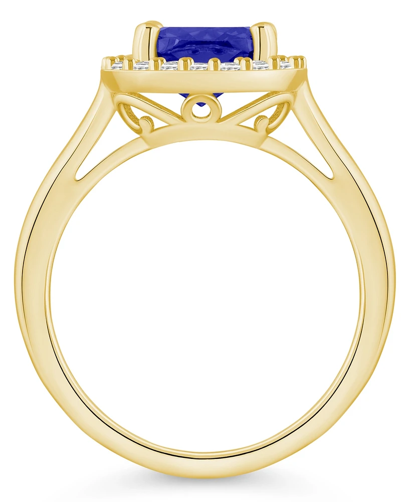 Tanzanite (2-1/3 ct. t.w.) & Diamond (1/4 Cushion Halo Ring 14k Gold