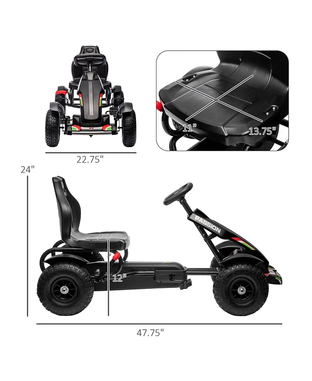 Kids Pedal Go Kart - 4-Wheel Ride On Car With Adjustable Seat | Pedal Powered, EVA Rubber Tires, For Ages 3-8 Years