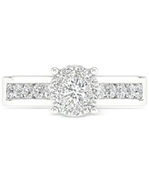 Diamond Cluster Channel-Set Engagement Ring (3/4 ct. t.w.) in 14k White Gold