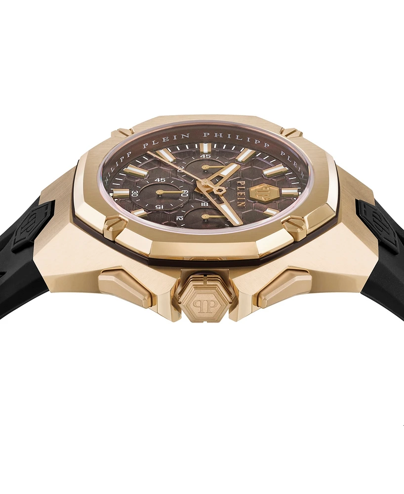 Philipp Plein Men's Chronograph Octagon Black Silicone Strap Watch 44mm