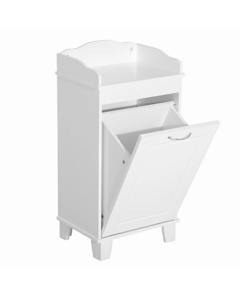 Bathroom Hamper Wood Laundry Tilt Out Basket Storage Bench Furniture cabinet