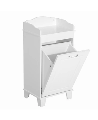 Bathroom Hamper Wood Laundry Tilt Out Basket Storage Bench Furniture cabinet